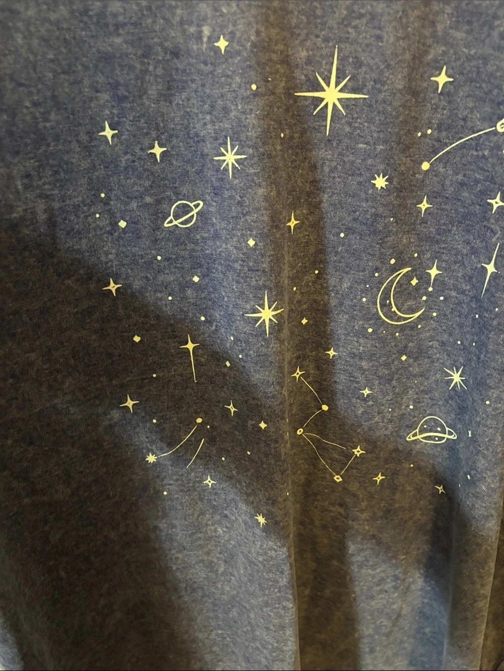 Celestial Print t shirt white & Heather blue